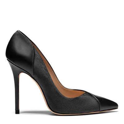 Pantelleria, dƩcolletƩ donna in pelle di vitello nero con tacco 10,5 cm, punta affusolata - Cavallini