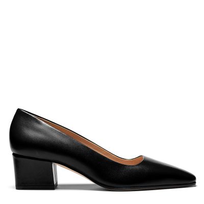 Scarpa decollete donna in pelle nera con tacco rivestito 5 cm - Cavallini