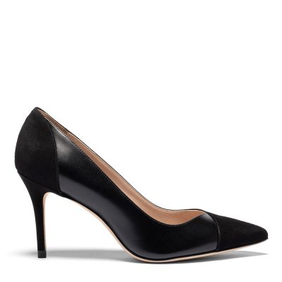 Tecla, dƩcolletƩ donna in pelle di vitello e camoscio nero con tacco 8 cm - Cavallini