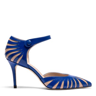 Adara, dƩcolletƩ donna in pelle di vitello blu con tacco 8,5 cm - Cavallini