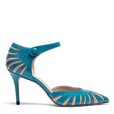 Adara, dƩcolletƩ donna in pelle di vitello azzurro con tacco 8,5 cm - Cavallini
