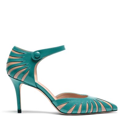 Adara, dƩcolletƩ donna in pelle di vitello blu con tacco 8,5 cm - Cavallini
