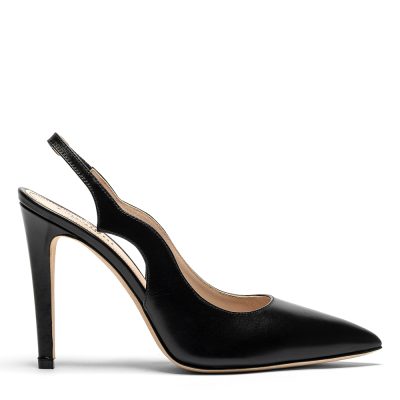 Alcor, dƩcolletƩ donna in pelle di vitello nero con tacco 10,5 cm - Cavallini