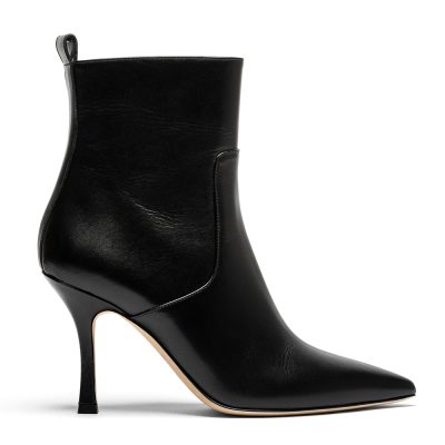 Calantha, tronchetti donna in pelle vitello neri con tacco 8,5 cm - Cavallini