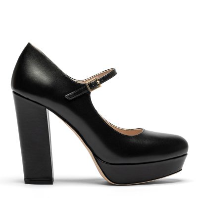 Ivy, dƩcolletƩ donna in pelle vitello nero con tacco 11,5 cm - Cavallini