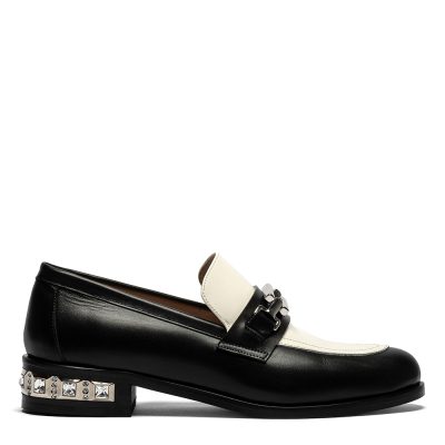 Liko, mocassini donna in pelle vitello nero con tacco 3,5 cm - Cavallini
