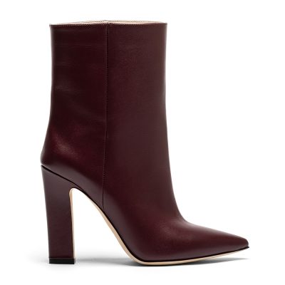Nada, tronchetti donna in pelle di vitello prugna con tacco 10 cm - Cavallini