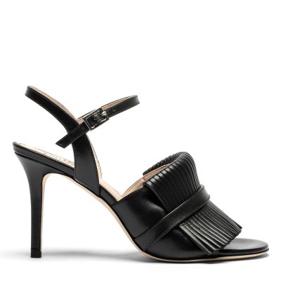 Nekkar, sandali donna in pelle di vitello nero con tacco 9 cm - Cavallini