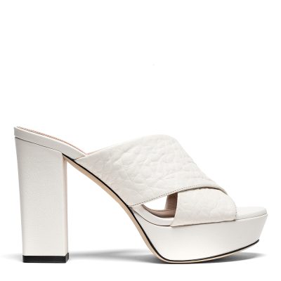 Chan, sandali donna in pelle drive panna con tacco 10,5 cm - Cavallini