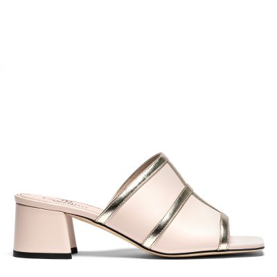 Livrea, ciabattine donna in pelle di vitello nude con tacco 5,5 cm - Cavallini