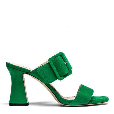 Mars, sandali donna in pelle di camoscio verde con tacco 8,5 cm - Cavallini