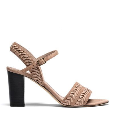 Twix, sandali donna in pelle di camoscio nude, beige con tacco 8 cm - Cavallini
