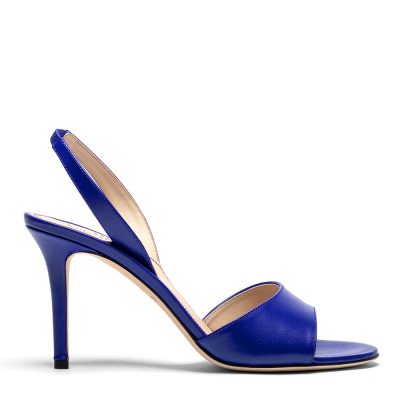 Muliphen, sandali donna in pelle di vitello blu con tacco 9 cm - Cavallini