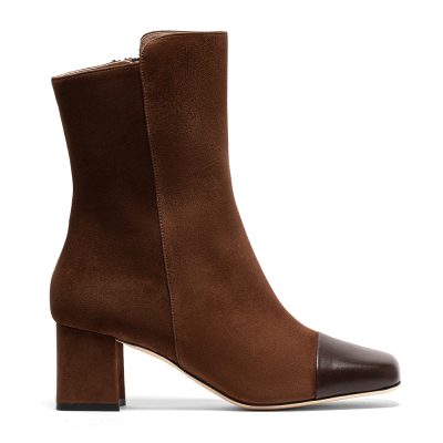 Atalanta, tronchetti donna in pelle di camoscio marrone con tacco 6 cm - Cavallini