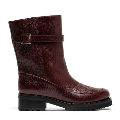 Demetra, anfibi donna in pelle di vitello bordeaux con tacco 4 cm - Cavallini