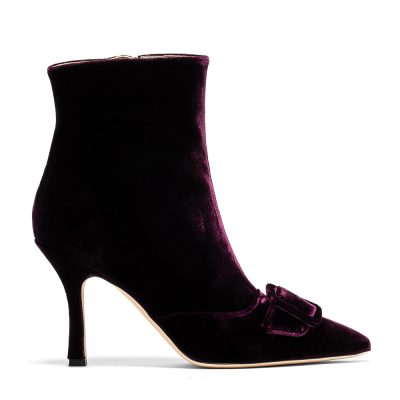 Ecate, tronchetti donna in velluto prugna con tacco 8,5 cm - Cavallini