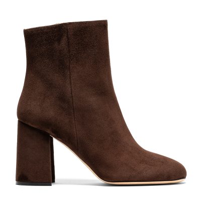 Hollis, tronchetti donna in pelle di camoscio marrone con tacco 8,5 cm - Cavallini