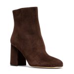 Hollis, tronchetti donna in pelle di camoscio marrone con tacco 8,5 cm, effetto antiscivolo - Cavallini