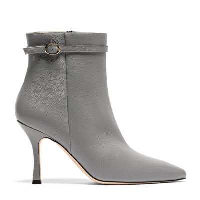 Ilizia, tronchetti donna in pelle di vitello grigio con tacco 8,5 cm - Cavallini