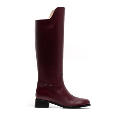 Nemesi, stivali donna in pelle di vitello bordeaux con tacco 4 cm - Cavallini