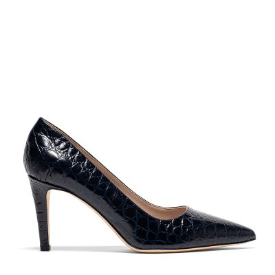 Nevet, dƩcolletƩ donna in pelle stampa croco blu navy - Cavallini