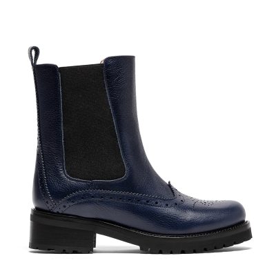 Rea, anfibi donna in pelle di vitello blu con tacco 4 cm - Cavallini