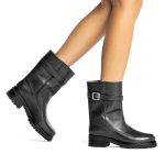 Demetra, anfibi donna in pelle di vitello nero con tacco 4 cm - Cavallini