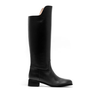 Nemesi, stivali donna in pelle di vitello nero con tacco 4 cm - Cavallini