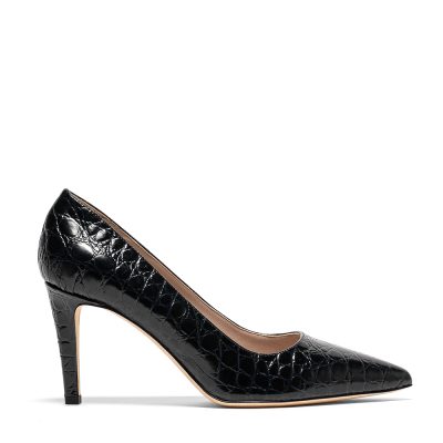 Nevet, dƩcolletƩ donna in pelle stampa croco nero - Cavallini