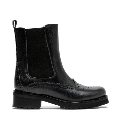 Rea, anfibi donna in pelle di vitello nero con tacco 4 cm - Cavallini