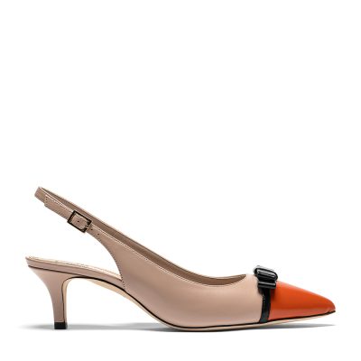 Agata, slingback donna in pelle di vitello nude con tacco 5 cm - Cavallini