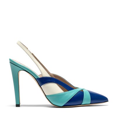 Azzurrite, dƩcolletƩ donna in pelle di vitello blu con tacco 10,5 cm - Cavallini
