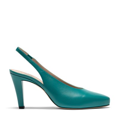 Chiastolite, slingback donna in pelle di nappa azzurro con tacco 8,5 cm - Cavallini