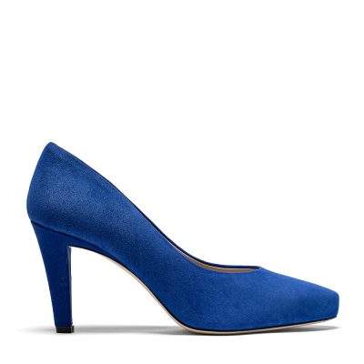 Daneb, dƩcolletƩ donna in pelle di camoscio blu con tacco 8,5 cm - Cavallini