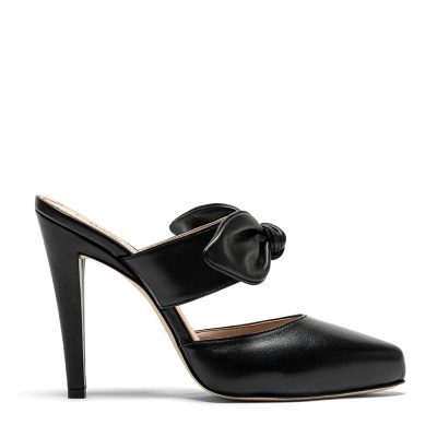 Diaspro, slingback donna in pelle di nappa nero con tacco 11 cm - Cavallini