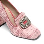 Diopside, décolleté donna in pelle di camoscio Rosa, fibbia decorativa in cristalli - Cavallini