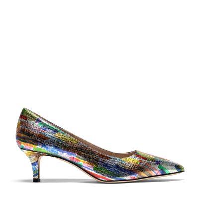 Decollete donna in pelle effetto pitonato multicolore con tacco di 5 cm - Cavallini