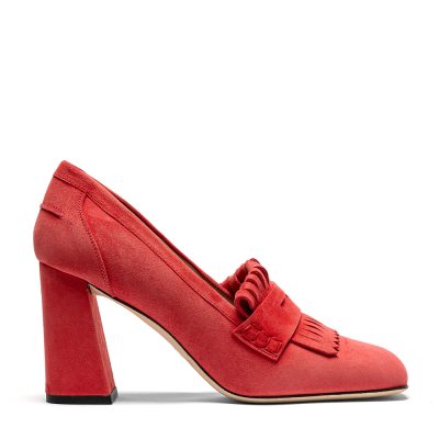 Epidoto, dƩcolletƩ donna in pelle di camoscio rosso - Cavallini