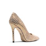 Decollete donna in pelle con effetto rete dorata, tacco 10 cm, suola in cuoio pomiciato - Cavallini