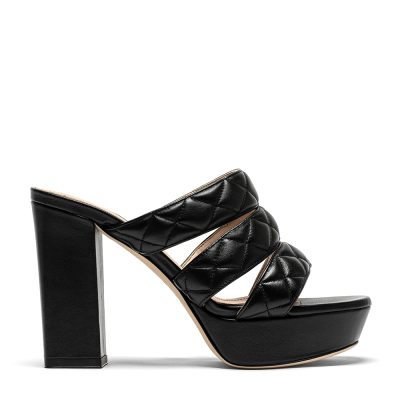 Herkimer, sandali donna in pelle di nappa nero con tacco 10,5 cm - Cavallini