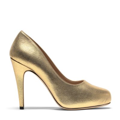 Heze, dƩcolletƩ donna in pelle di vitello platino con tacco 11 cm - Cavallini