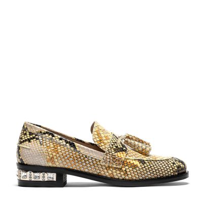 Mangano, mocassini donna in pelle stampa pitone multicolor con tacco 3,5 cm - Cavallini