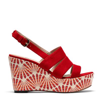 Marcasite, sandali donna in pelle di camoscio rosso - Cavallini
