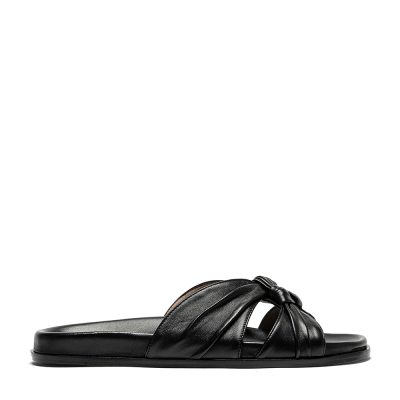 Moldavite, ciabattine donna in pelle di nappa nero con tacco 1 cm - Cavallini