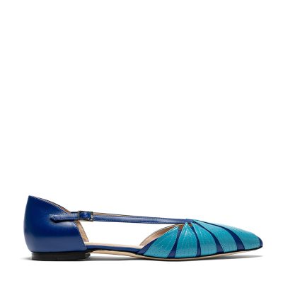 Onice, ballerine donna in pelle di vitello blu con tacco 1 cm - Cavallini