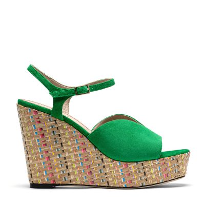 Opale, sandali donna in pelle di camoscio verde - Cavallini