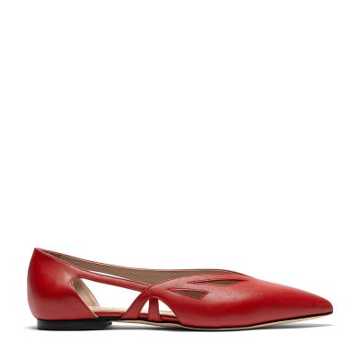 Opalite, ballerine donna in pelle di vitello rosso con tacco 1 cm - Cavallini