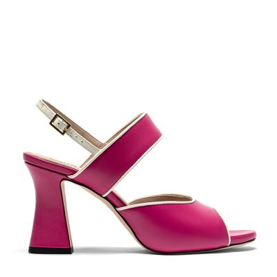 Paesina, sandali donna in pelle di vitello fucsia con tacco 8,5 cm - Cavallini