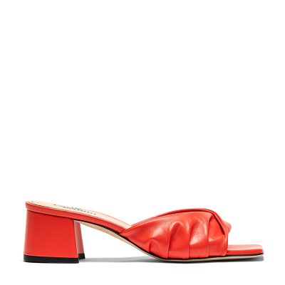 Salgemma, sandali donna in pelle di vitello corallo con tacco 5 cm - Cavallini