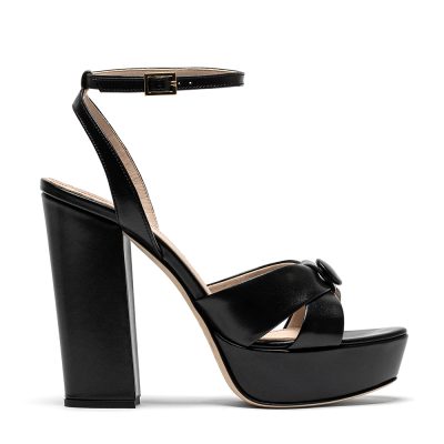 Selenite, sandali donna in pelle di vitello nero con tacco 12 cm - Cavallini
